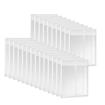A4 Boyutu Şeffaf Plastik Zarflar Seti Kiti İle Dize Kapatma, Genişletilebilir Dosyaları Belge Klasörü, dosya çanta seti Kiti Ofis İçin 24 Adet