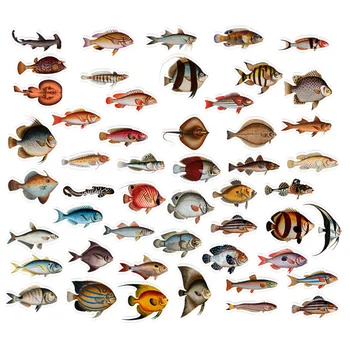 10/50 Adet Deniz Balıkları Hayvan Çıkartmaları Okyanus Dünya Bitkiler Mercan Denizanası Sevimli Karikatür Su Geçirmez Etiket Çocuklar DIY Karalama Defteri Çıkartmaları