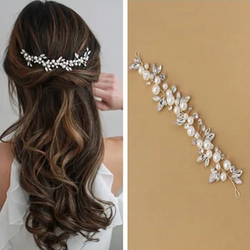 Yeni Gelin Kafa Bandı Düğün saç takı İnci Kristal Kafa Bandı Gelin saç aksesuarları Tiara Düğün Kafa Bandı Çiçek