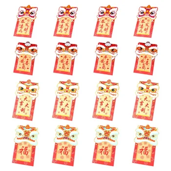 16 Adet Çin Kırmızı Zarf Bahar Festivali Yeni Yıl Şanslı Para Zarfları Renkli Zarflar 8.9X18. 3Cm