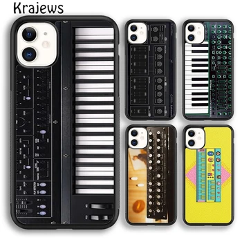 Krajews Vintage Synth Synthesizer Moog Baskı Telefon Kılıfı İçin iPhone 15 SE2020 14 6 7 8 artı XR XS 11 12 13 pro max coque Fundas
