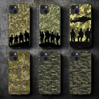 Kamuflaj Militar Askeri meraklıları Telefon Kılıfı için iPhone 11 12 Mini 13 14 Pro XS Max X 8 7 6s Artı SE XR Kabuk