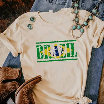 Brezilya Bayrağı t shirt kadın streetwear tshirt kız y2k giysileri