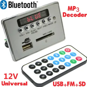 DC 12V Bluetooth MP3 WMA WAV dekoder kurulu Ses SD kart / USB müzik oyuncu ekranı paneli FM radyo AUX Araba Amplifikatör