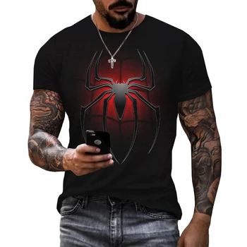 Erkek tişört Moda Örümcek Logo Grafik T Shirt Erkekler Rahat Kişilik Serin 3D Tees Yaz Açık Spor Kısa Kollu Üstleri