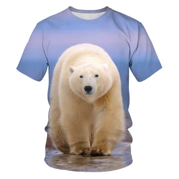 2023 Yeni T-Shirt 3D Erkekler Yaz Baskılı Hayvan Ayı T Shirt Kısa Kollu Komik Tasarım Casual Tees Tops O-Boyun Erkek T-shirt