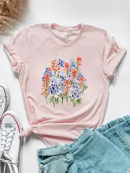 Çiçek Tatlı Güzel 90s Sevimli Giyim Kısa Kollu Tee Üst Yaz Grafik T Shirt Kadın Moda Rahat Kadın Baskı T-shirt