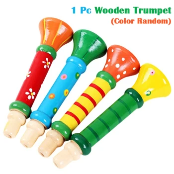 13X3. 5X1. 5 cm Ahşap Trompet Piccolo Flüt Küçük Hoparlörler Çocuk Enstrüman Eğitim Oyuncak Güvenli toksik Olmayan Trompet Piccolo