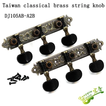 Tayvan klasik gitar kolları üçlü sarıcı topuzu topuzu topuzu dize yarı bakır renk tüm metal aksesuarları