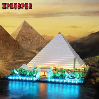 Hprosper 5v led ışık İçin 21058 Büyük Piramit Dekoratif Lamba Pil Kutusu İle (Lego Yapı Taşları Dahil Değildir)
