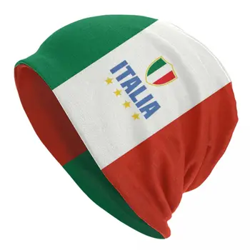 İtalya bayrağı Skullies Beanies Caps Erkekler Kadınlar Unisex Hip Hop Kış Sıcak Örme Şapka Yetişkin Kaput Şapka