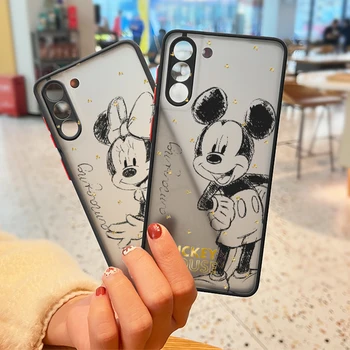 Disney Beyaz Mickey Mouse Samsung Galaxy S23 S22 S21 S20 S10 Not 20 10 FE Artı Ultra Lite Buzlu Saydam telefon kılıfı