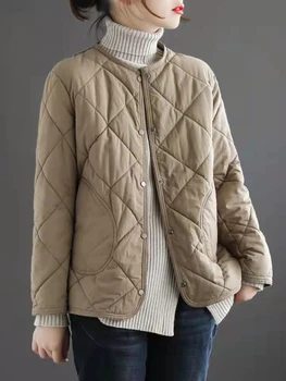 Yeni kışlık ceketler Kadınlar için Kapitone Ceket 2023 Harajuku Hafif İnce Pamuklu Parkas Casual Kısa Kabanlar Giyim Kadın Streetwear