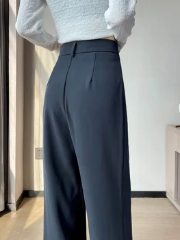 Moda Gevşek Ofis Bayan Geniş Bacak Pantolon Rahat Kore Kadın Elastik Yüksek Bel Düz Pantolon Takım Elbise Pantolon Yeni Kadın C02