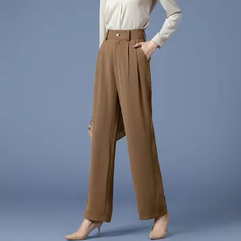 Kore Pantolon İş Pantolonu Geniş Bacak Pantolon kadın Yüksek Bel İlkbahar Ve Sonbahar İnce Dökümlü Pantolon rahat pantolon Düz Bacak Pantolon