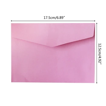 7x5 İnç Renkli Zarflar Vintage Zarf Büyük Nakit Zarflar Düğün Doğum Günü Partisi Davetiyeleri için 20 Paket D5QC
