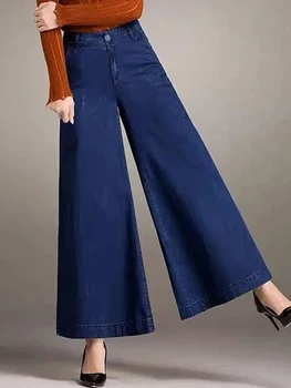 Büyük boy 6xl Baggy Ayak Bileği uzunlukta Culotte Kot Bahar Sonbahar Yüksek Bel Rahat Geniş Bacak Vaqueros Kadınlar Vintage Düz Kot pantolon