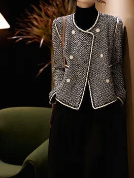 Ceket Kadın İlkbahar ve Sonbahar Moda Yeni Fransız Ünlü Ceket Kruvaze Mizaç Kısa Paragraf Bluz