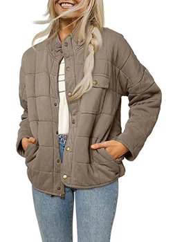 Kadın Yeni 2023 Sonbahar / Kış kadın Ayakta Yaka Gevşek Moda Hafif Ceket Ceket Sıcak ve Kalınlaşmış Rahat Ceket
