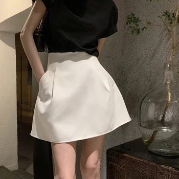 Balo Yaz Mini Etekler Kadınlar Yüksek Bel Şort Etek Seksi Kabarık Cep Siyah Y2k günlük giysi Etek Ofis Şık Streetwear