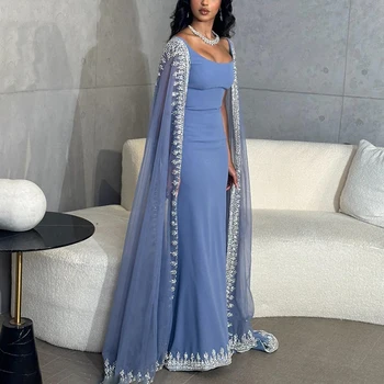 Parlak Payetli Abiye Arapça Dubai Kadınlar Pelerin Kat Uzunlukta Mermaid Balo Parti Düğün Gala Özel Etkinlikler 2023