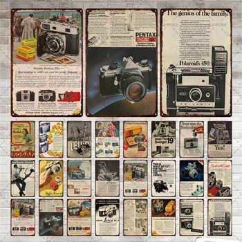Retro Kamera Metal Tabela Kodak Kamera Metal Plaka Teneke Posteri Vintage Eski Püskü Tarzı duvar çıkartmaları Teneke Plak Kulübü Bar Dekor